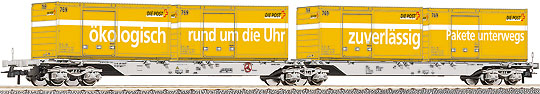 Double flat car for containers AAE<br /><a href='images/pictures/Roco/66564.jpg' target='_blank'>Full size image</a>